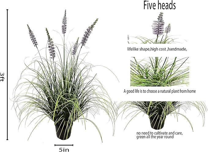 Artificial Plant 35in(1pack) Tall Artificial Lavender Plant,Faux Plants Indoor Home Decorative Artificial Plants & Flowers in Pot Fake Plant, House Plant Indoor