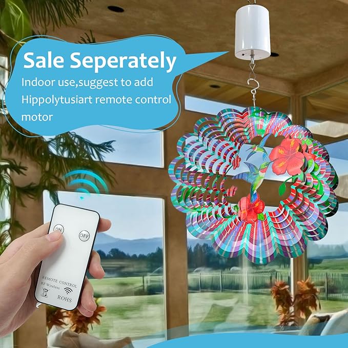 Hummingbird Wind Spinner,Hummingbird Gift for Women/Mother/Father,12In Stainless Steel 3D Wind Spinner Hanging Kinetic Yard Garden Christmas Ornaments,Outdoor & Indoor Wind Sculptures