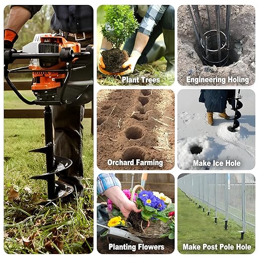 Heavy-Duty Earth Auger Drill Bit - 3" x 31.5" Post Hole Digger with Tungsten Carbide Tip for Fence, Tree Planting, Gardening & DIY Projects - Fits Most Common Auger Powerheads