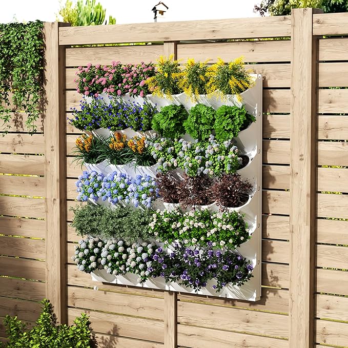 Self-Watering Wall-Mounted Vertical Planter, 36 Pots Wall Planter Indoor Vertical Living Green PlantWall Easy Installation 45''x39'' x5'' (White, 45X39 Inch 36Pcs)