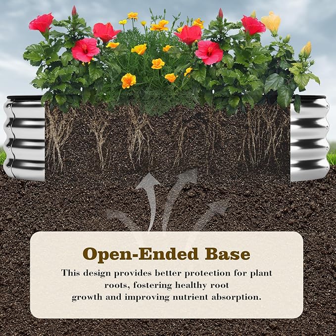 Galvanized Metal Planter Round Raised Garden Bed Kit for Gardening Outdoor，2x2x1ft 2pc Grow Garden Box Raised Flower Bed，Round Galvanized Planter Outdoor Metal Fire Pit Ring