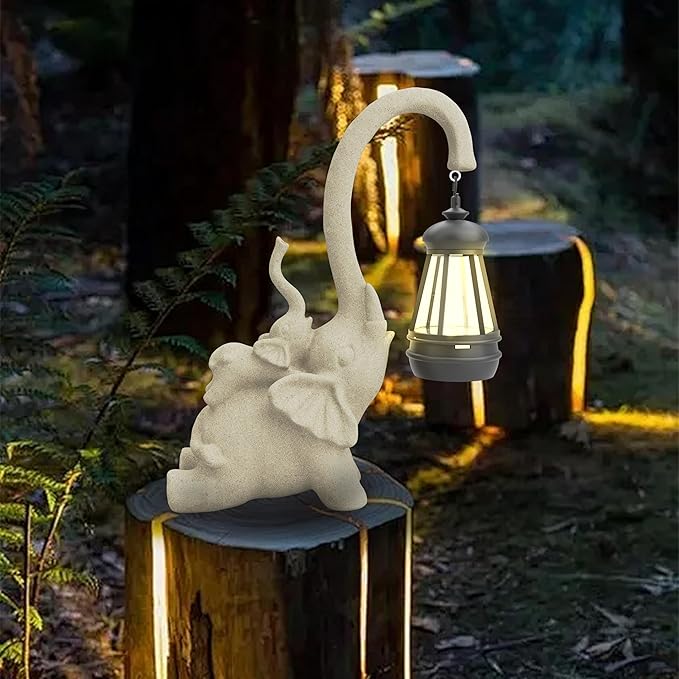 Solar Garden Statue 10 Inch Elephant Decor for Outside Yard Decoration Outdoor Unique Housewarming Gardening Birthday Gifts for Women Grandma
