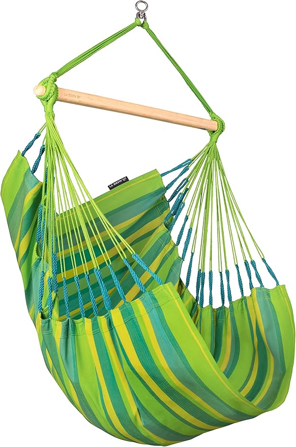 LA SIESTA® - Medium Basic Domingo Hammock Chair & TreeMount - Weather & Tear Resistant Hanging Chair w/Suspension Kit for Trees Beams & Posts - Bedroom Patio Outdoor Indoor Hammock Chair - Lime