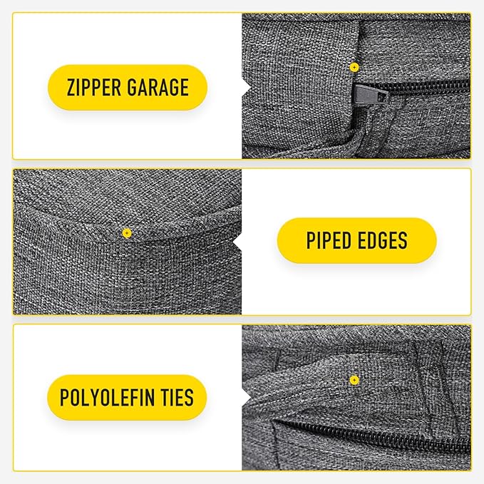 SUNROX Gel Memory Foam Chair Cushions, FadeShield Water-, Stain-Resistant Durable Reversible Seat Cushion Pads with Ties for Indoor/Outdoor Kitchen Dining Office, 19"x19", Set of 2, Heather Charcoal