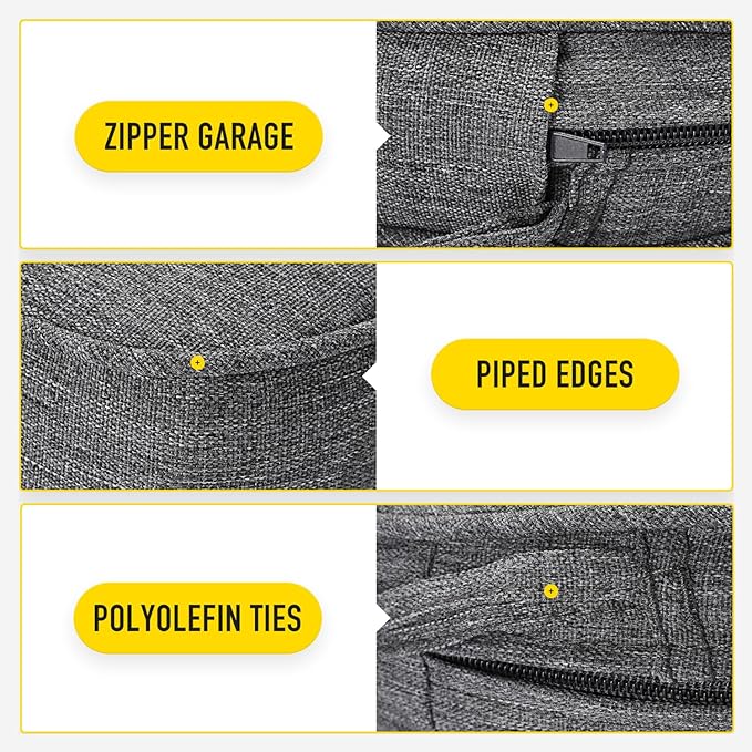 SUNROX Gel Memory Foam Chair Cushions, FadeShield Water-, Stain-Resistant Durable Reversible Seat Cushion Pads with Ties for Indoor/Outdoor Kitchen Dining Office 17"x16" Set of 6, Heather Charcoal