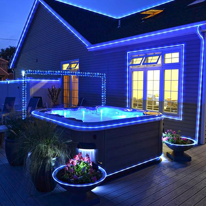 Rope Lights for Outside, 164FT 500 LED String Lights Outdoor with Waterproof 8 Modes, Flexible Plug in Twinkle Fairy Light for Indoor Bedroom Garden Pool Tree Wedding Decorations, Blue