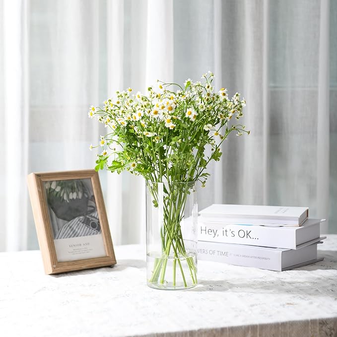 Clear Flower Vase, Non-breakable Vases, 6" W x 14" H, Acrylic Vase, Aesthetic Room Decor Cylindrical Modern Flower Vases for Table Centerpiece, Home Decor, Women Floral Arrangement Gift