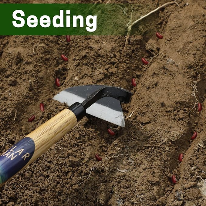 Japanese-Style Weeding Sickle/Hand Hoe, Sickle Garden Hand Weeder Tool with All Steel Blade for Cutting Grass, Digging, Soil loosening