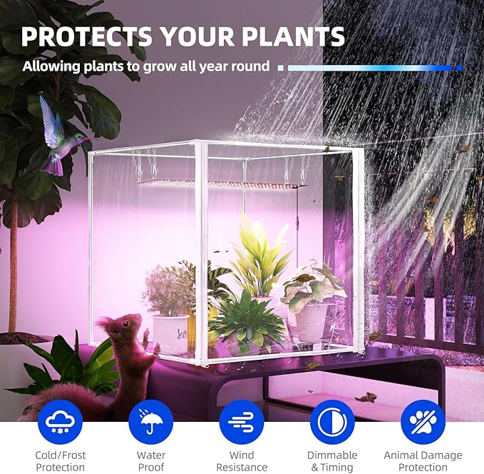 Barrina Indoor Greenhouse with Grow Light, with 40W Seed Starting LED Indoor Plant Light, Portable Mini Greenhouse with Timer for Seed Starter Tray, Seedling, Sprouting, Microgreens, 23x23x23IN