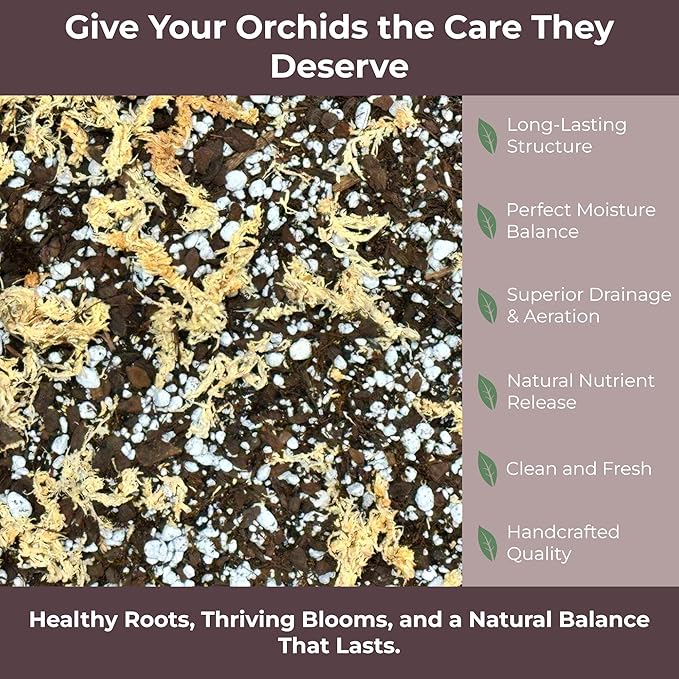 Orchid Potting Mix – Orchid Bark, Sphagnum Moss, Tree Fern & Perlite for Repotting Phalaenopsis Orchids, Indoor Plants, Orchid Soil Medium – Sustrato para Orquídeas (4 Quart)