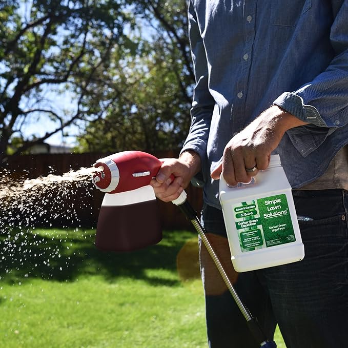 Simple Lawn Solutions - Liquid Iron Fertilizer Darker Green - Chelated Micronutrients - Concentrated Green Booster for Turf Grass, Indoor Plants and Outdoor Garden (32 Ounce)