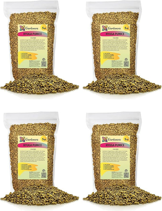 Japanese Hyuga Pumice - 20 Quart - Premium Additive for Orchid & Bonsai Tree Soil |Professional Imported Sifted and Ready to Use (4 Bags of 5 Quart)