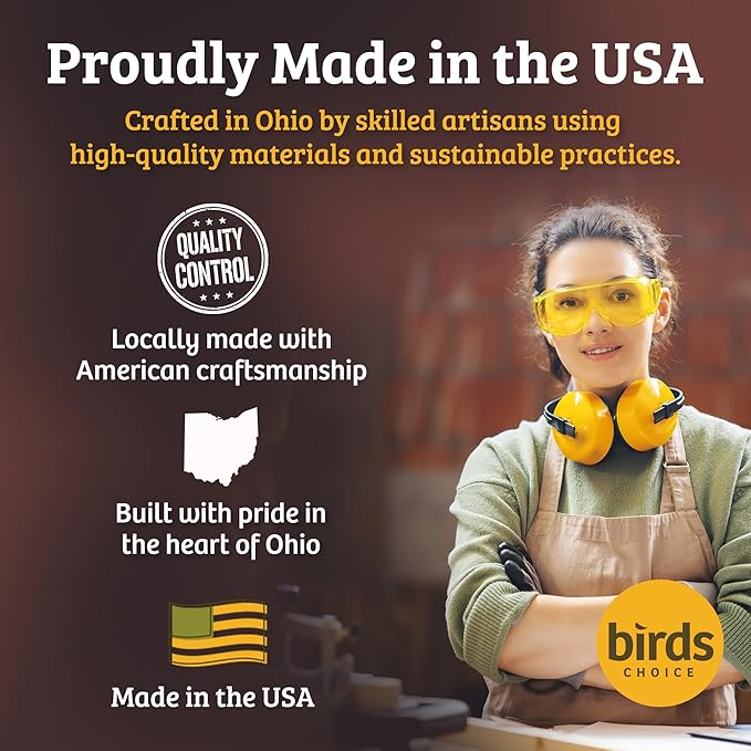 Birds Choice Ohio Stoneware Bird Bath | Pedestal Bird Bath, Stable Locking Top | Weather-Resistant Ceramic Clay, Glazed Finish | Outdoor Garden & Patio Decor | 22" H x 17" D, Summer Blue