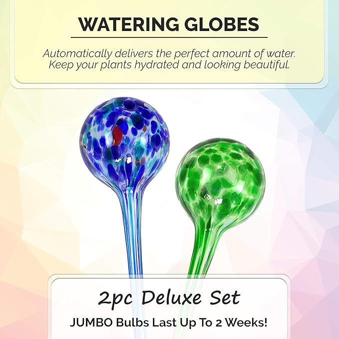 Blazin Automatic Irrigation Drippers Extra Large | Watering Globes for Indoor Plants | House Plant Water Bulb | Up to Two Weeks 2pc Set (Jumbo)