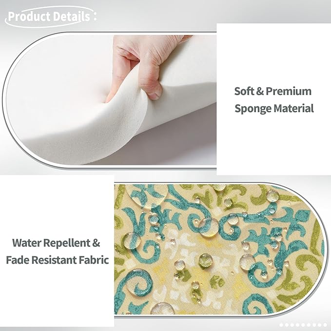 Indoor/Outdoor Chair Cushions 16x17 Inch, Patio Chair Cushions with Ties, All Weather Seat Cushions for Patio Furniture Home Garden Chair Use, Set of 4,Geometric Orange