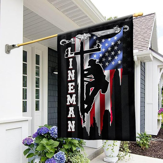 FLAGWIX American Flags - Lineman Flag MLH896F, House Flag (29.5" x 39.5") - Lineman Decorations, USA House Garden Flags Premium Polyester - Decorative Outdoor Flags
