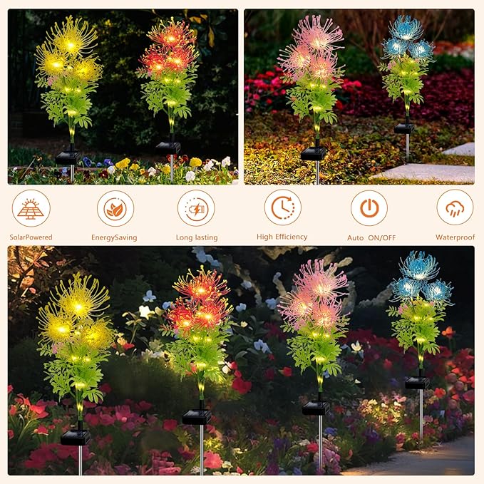 TEDOF Solar Garden Lights Outdoor, 4 Pack Solar Flower Lights for Outside, Upgraded Durable Solar Panel, Solar Lights Outdoor for Garden Decoration,Patio Yard Decor and Gift for Mother