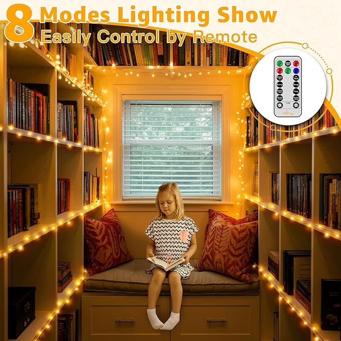 Ollny Outdoor String Lights 800LED 262FT, Warm White Waterproof Fairy Light with Remote Plug in, 8 Modes Timers Dimmable Christmas Lights for Outside Indoor Bedroom Patio Camping Garden
