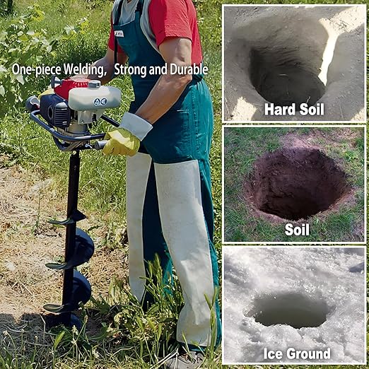 Heavy-Duty 2" Earth Auger Drill Bit - 31.5" Long Carbon Steel Spiral Bit Post Hole Digger for Planting Trees, Fence Posts, Deck & Patio Gardening & DIY Projects - Fits 3/4" Drill Heads
