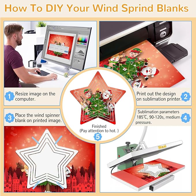 Sublimation Wind Spinner Blanks, 6 Pack 10 Inch 3D Aluminum Metal Hanging Wind Spinner Bulk for Garden Yard Outdoor, Window Porch Decoration for Heat Press Transfer DIY