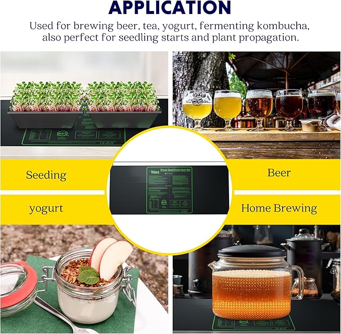 iPower Durable Seedling Heat Mat Warm 48" x 20" - 2 Pack Hydroponic Heating Pad Waterproof and A Digital Thermometer for Seed Starting Greenhouse and Germination