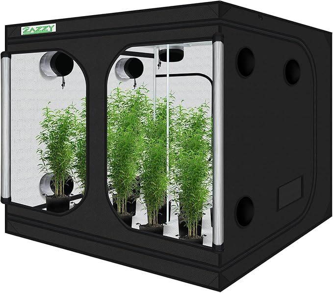 zazzy Large Grow Tent 96"x96"x78", High Reflective Mylar Grow Room with Observation Window, Removable Floor Tray and Tool Bag for Planting Indoor Fruit Flower Veg 8x8