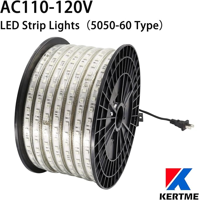 5050-60 Type AC 110-120V LED Strip Lights, Flexible/Waterproof/Dimmable/Multi-Modes LED Rope Light + 23 Keys Remote for Home/Garden/Building Decoration (32.8ft/10m, Warm White 3500K)