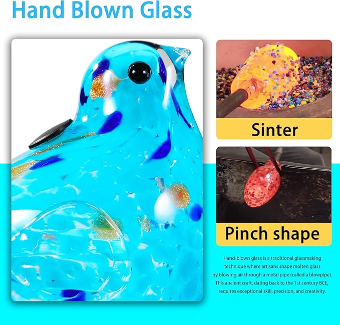 Glass Bird Shaped Plant Watering Ball Glass Automatic Watering Ball Flower Pot Insertion Spike Drip Irrigation Device Watering Ball Irrigation System Plant Enthusiast Gift (Light Blue)