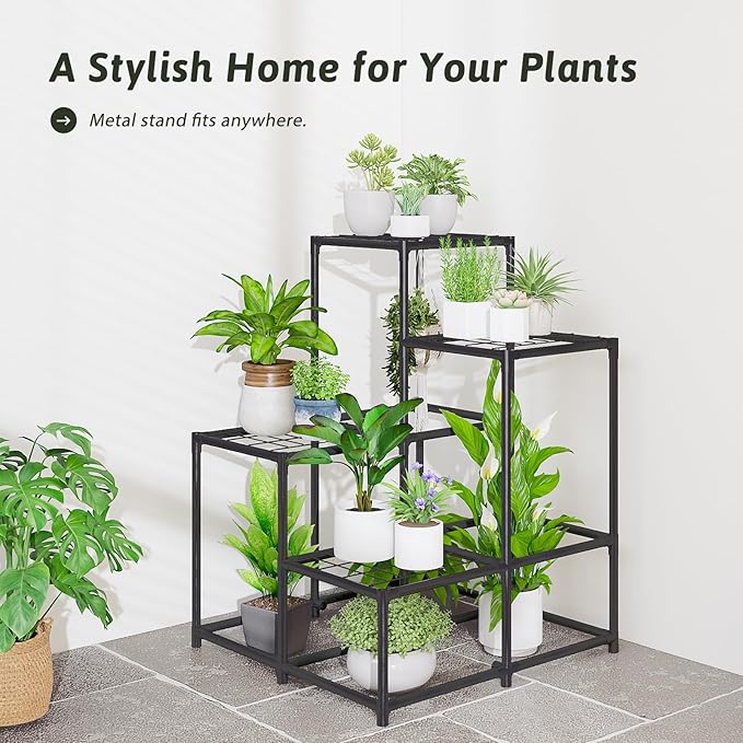 Corner Plant Stand Indoor Clearance Small Plant Holder Outdoor Metal Hanging Plant Table Rack Tiered Plant Shelf for Multiple Plants for Living Room Garden Balcony Patio Ladder Design
