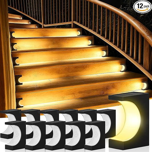 ZOOI Solar Step Lights for Outside, Step Lights Outdoor Waterproof, Outdoor Solar Stair Light for Yard, Garden Decor for Outside, Solar Garden Lights for Step, Stair, Patio, Porch, Deck Decor, 12PCS