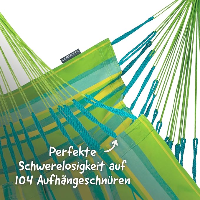 LA SIESTA® - Large Comfort Domingo Hammock Swing Chair & CasaMount - Weather & Tear Resistant Hanging Chair - Outdoor Indoor Hammock Chair w/Suspension Kit for Walls Ceilings Square Beams - Lime