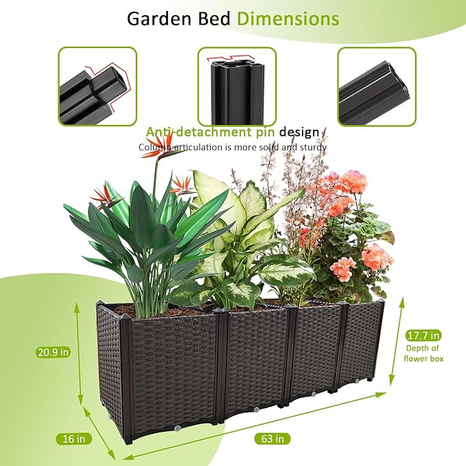 Large Planters for Outdoor Plants pots Elevated Garden Boxes Raised Garden Bed Garden Patio Balcony Deck to Planting Flowers Vegetables Tomato and Herbs