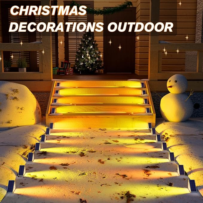 VOLISUN Solar Stair Lights 6 Pack, 7 Fixed Colors, Solar Step Lights Outdoor Waterproof IP67, LED Outdoor Step Light, Deck Light Outdoor Decor for Garden Stair, Front Step, Porch and Patio