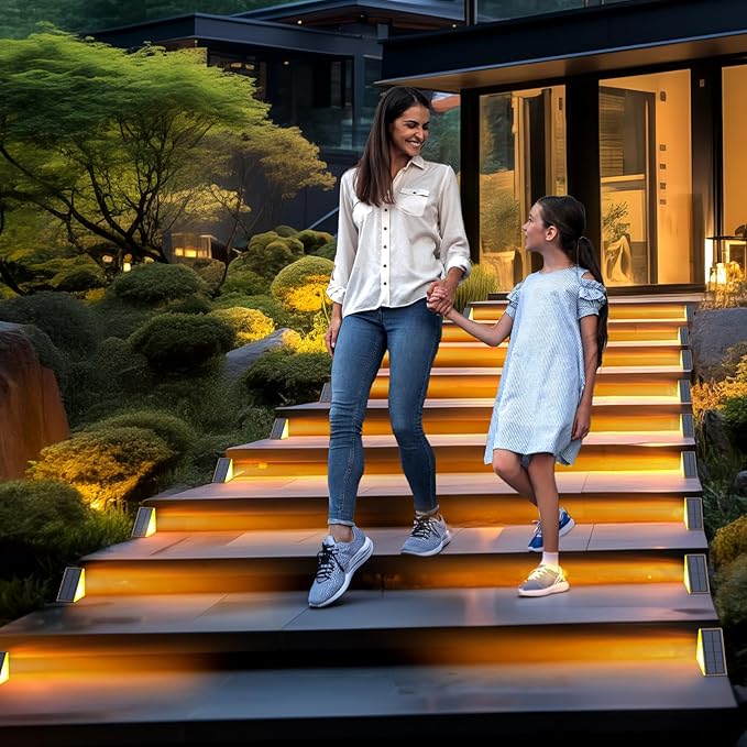 Solar Step Lights for Outside Waterproof IP67, Outdoor Stair Light 6 Pack, Solar Stair Lights Outdoor LED Outdoor Step Light Decor for Sidewalk, Deck, Front Door, Patio, Garden