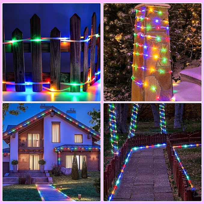 Rope Lights for Outside, 164FT 500 LED Rope Lights Outdoor/Indoor with Waterproof 8 Modes, Connectable Plug in Christmas Tree Light for Home Pool Garden Party Holiday Decorations, Multicolor