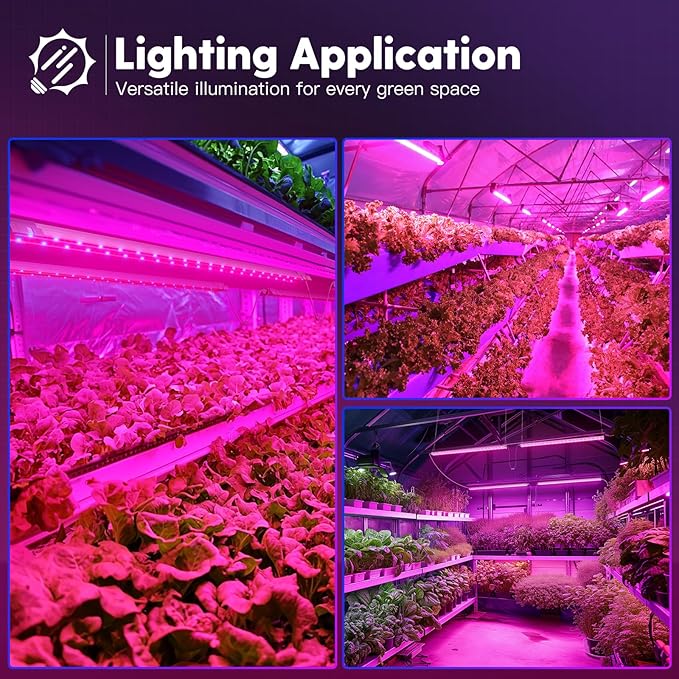 FREELICHT 1 Pack 4ft LED Grow Light, 60W (350W Equivalent), Red Blue (660nm+460nm) Full Spectrum Grow Lights for Indoor Plants, Hanging Plug in Grow Lamp for Hydroponic Greenhouse Plants Seedling Veg