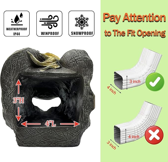 Teaeeno Elephant Decor Statue Gutter Downspout Extension Decorative,Animal Statue Outdoor Decor,3"×4" Rain Gutter Downspout Splash Block,Garden Splash Block Outdoor Sculpture,Rain Downspout Diverter