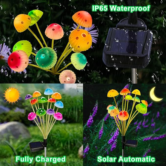 Kohlrabi Solar Garden Lights, 6 Pack Solar Mushroom Lights Outdoor, Upgraded 72LED Mushroom Flower Light Yard Decor Outside Waterproof, Garden Decor for Lawn Front Porch Patio Backyard