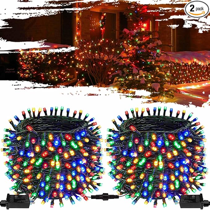 OZS 2PACK 164ft 400LED Extendable Color Changing Christmas String Lights Indoor/Outdoor, Waterproof 8 Modes Multicolor Christmas Tree Lights for Garden Christmas Decorations (Multicolor Light)
