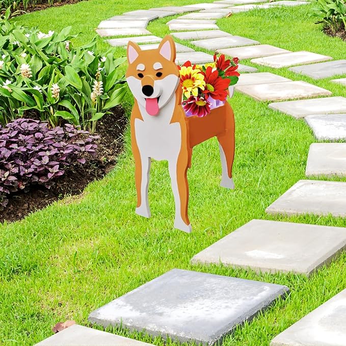 Shiba Inu Dog Planter Plant Pots,Cute Garden Dog Flower Planter,Dog Planters Birthday Gifts for Women,Office,Indoor/Outdoor Decor（9.45 * 5.71 * 12.13in）