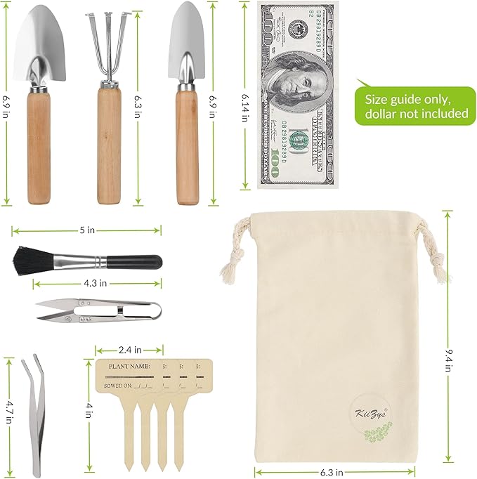 Indoor Garden Tools for Gardening - KiiZYS 12-Piece Small Garden Tools Set - Indoor Gardening Gifts for Women - Mini Hand Tools House Plant Tool