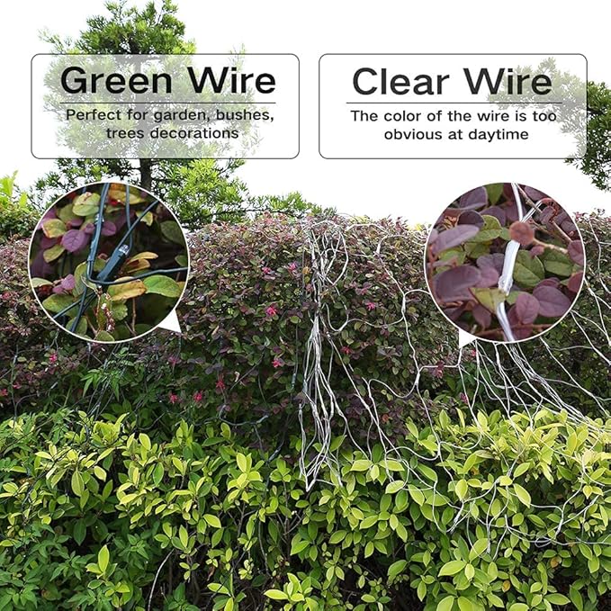 Lomotech 12ft x 5ft 360 LED Christmas Net Lights, 8 Modes Waterproof With Timer Low Voltage Connectable Mesh Lights for Trees, Bushes, Shurb, Garden, Outdoor Decoration(Green Wire, White)