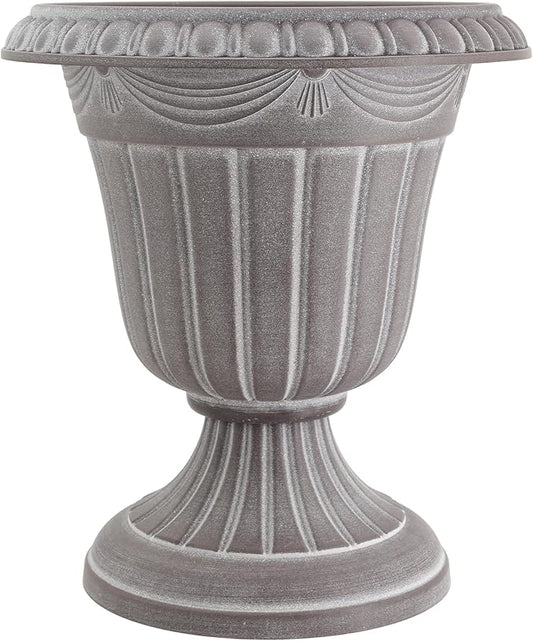 PL20WW Indoor/Outdoor Classic Traditional Plastic Urn Planter, Whitewash, 10" x 12", White Wash