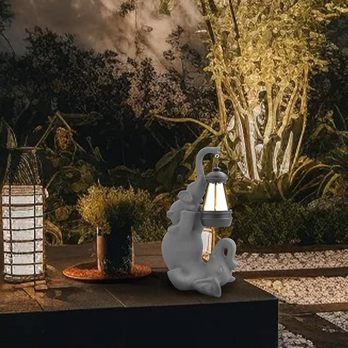 Solar Garden Statue 10 Inch Elephant Decor for Outside Yard Decoration Outdoor Unique Housewarming Gardening Birthday Gifts for Women Grandma