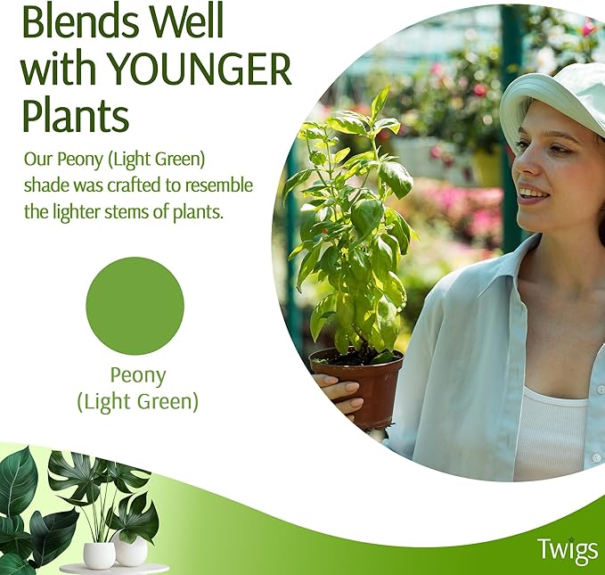 Stackable Plant Support Stakes, Stem Holder Structure for Indoor & Outdoor, Garden Accessories for Climbing & Potted Plants, Trellis Alternative - Peony (Light Green), 10 Pack, 17" L