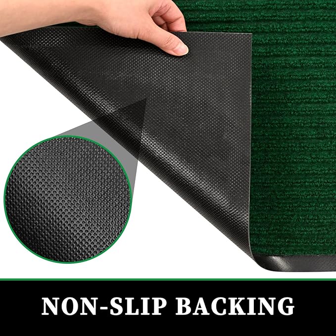 Profile Rubber Door Mat, 47x31inch, Heavy Duty, Entrance Doormat, Indoor and Outdoor, Waterproof, Easy Clean Shoe Scraper, Home Rug Welcome Mats for Entryway, Patio, Porch, Green