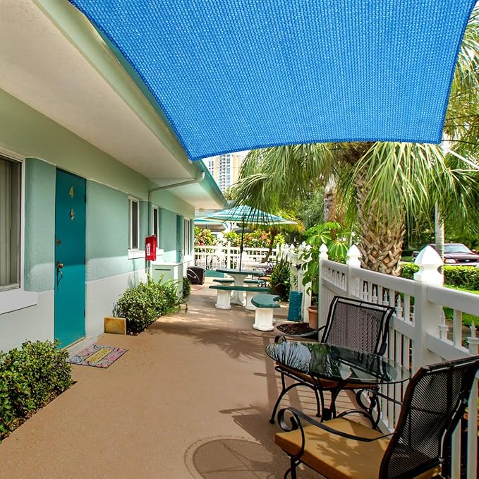 Eden's Decor Straight Flat-Edged Sun Shade Sail Rectangular 5' x 10' Blue UV-Blocking Outdoor Canopy Fabric Cloth Awning for Pergola Patio Garden Backyard Custom Size