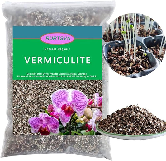 Natural Coarse Vermiculite 10QT for Plants Organic Occurring Mineral Potting Mix Grow Medium for Potted Plants, Hydroponics, Terrariums, Orchids, Mushroom Growing Or Reptile Habitats
