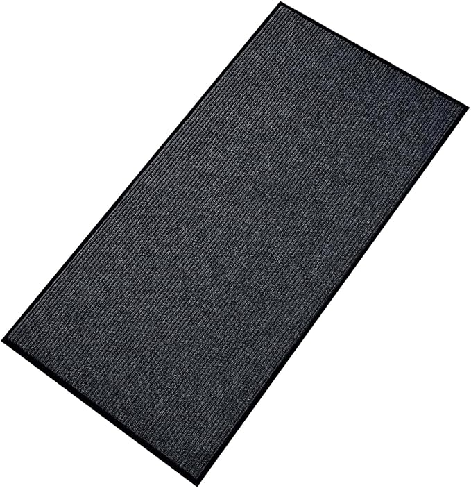 fani Heavy Duty Large Outdoor Indoor Entrance Black Doormat Waterproof Low Profile Entrance Rug Front Door Mat Patio Anti-Skid Rubber Back, 35x72 inch (Gray)