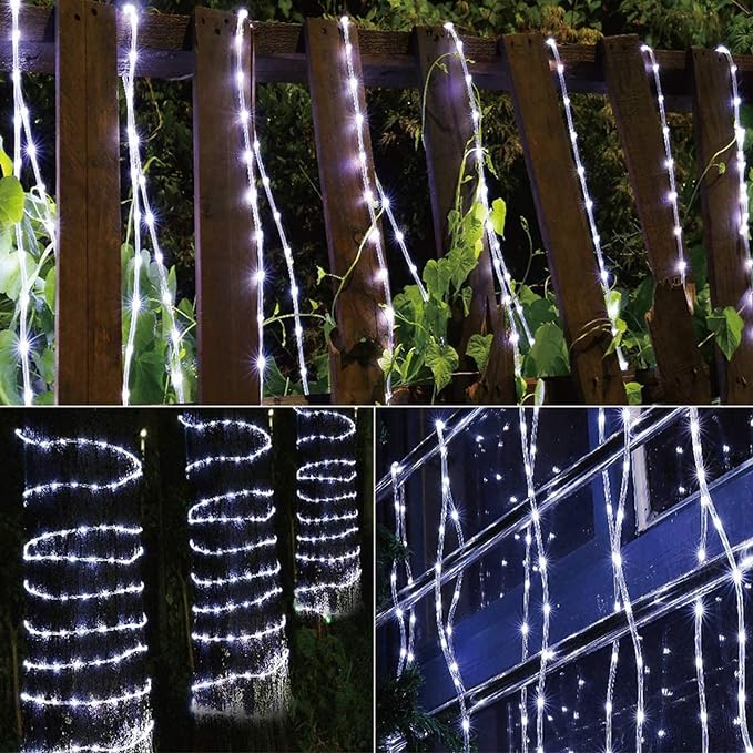 150ft LED Rope Lights Outdoor, 1080 LED Connectable and Flexible Tube Lights with 8 Modes, Waterproof LED Rope Lighting for Garden, Patio, Bedroom, Party, Pool, Indoor Outdoor Decoration (White)